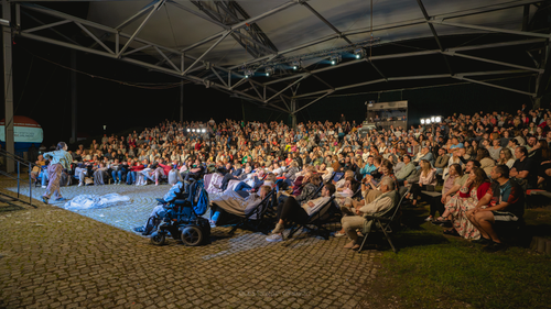 Licznie zgromadzona publiczność ogląda spektakl Powarkiwania Drogi Mlecznej